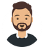 Avatar version of me showing a person with dark brown hair and mustache wearing a charcoal sweater